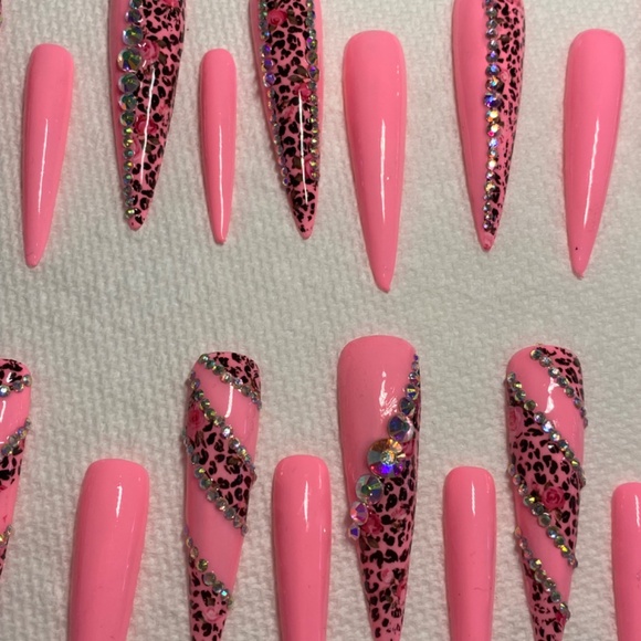 3XL Luxury Press-On Gel Leopard Stiletto Nails - Picture 4 of 6